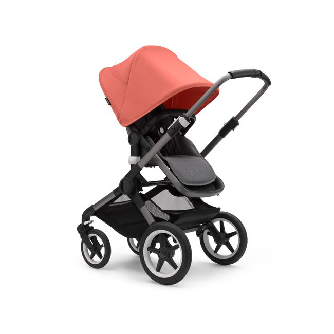 Bugaboo Fox 3 seat stroller with graphite frame, grey fabrics, and red sun canopy. - Main Image Slide 7 of 7