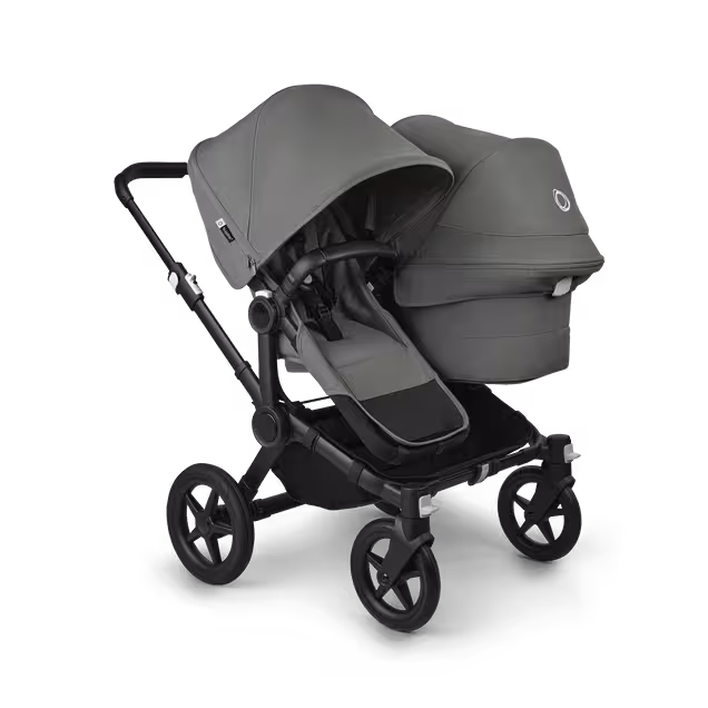 Bugaboo Donkey 5 Duo double stroller black base, forest green fabrics, forest green sun canopy - Main Image Slide 1 of 11