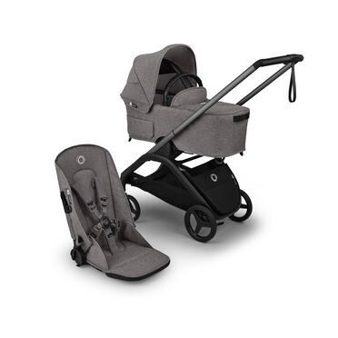 Bugaboo Dragonfly Plus 2-in-1 stroller graphite base, grey melange fabrics, grey melange sun canopy