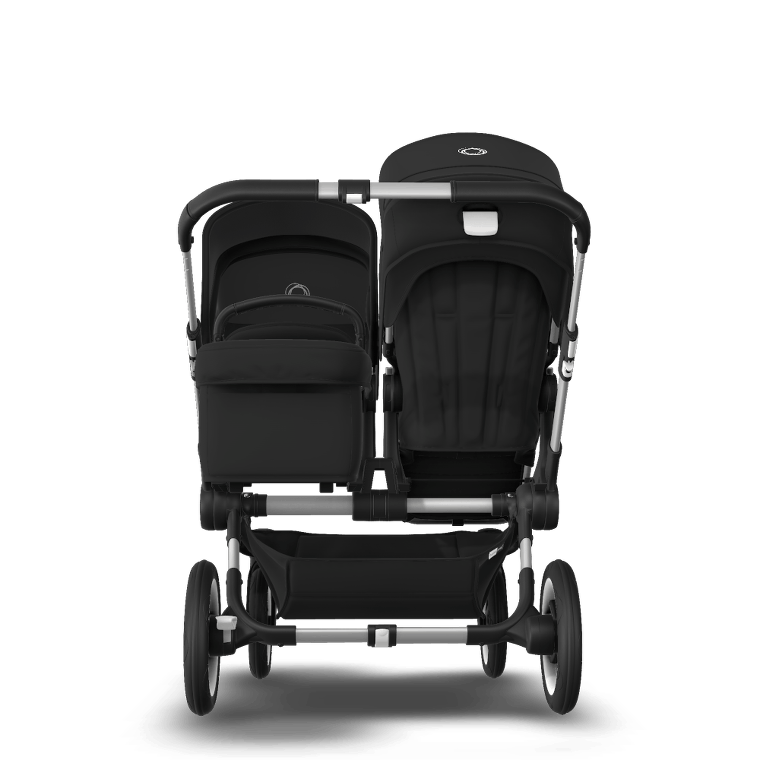 Bugaboo Donkey 3 Duo seat and bassinet stroller black sun canopy, black fabrics, aluminium base - Thumbnail Slide 3 of 5