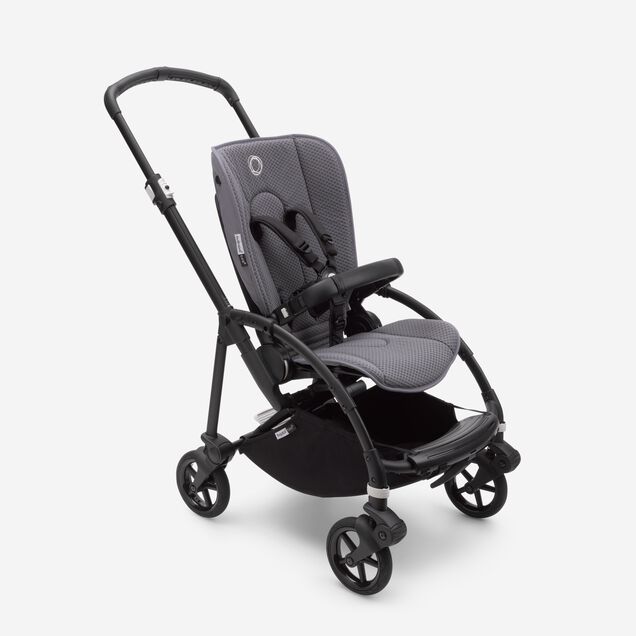 Bugaboo Bee 6 bassinet and seat stroller black sun canopy, grey mélange fabrics, black base - Main Image Slide 4 of 6