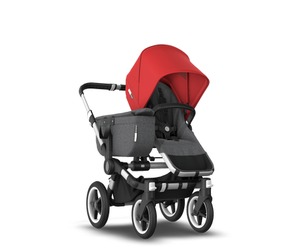 US - Bugaboo D3M stroller bundle aluminum grey melange red