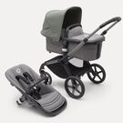 Bugaboo Fox 5 2-in-1 stroller graphite base, grey melange fabrics, forest green sun canopy
