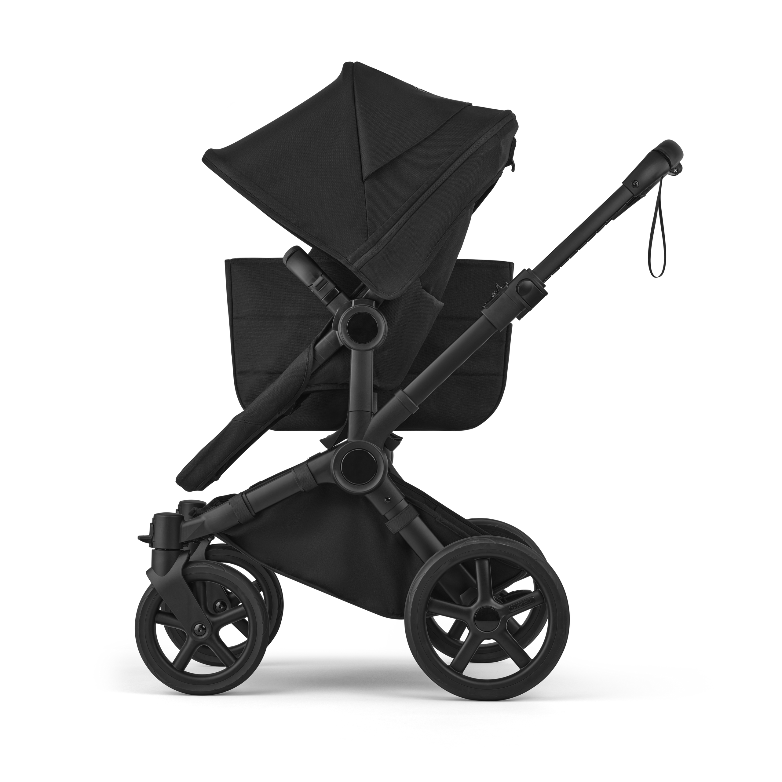Bugaboo Donkey 6 2-in-1  stroller black base, heritage black fabrics, heritage black sun canopy view 4 - Thumbnail Slide 4 of 10