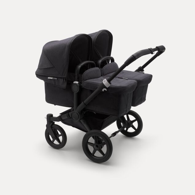 Bugaboo Donkey 3 Twin seat and bassinet stroller mineral washed black sun canopy, mineral washed black fabrics, black base - Main Image Slide 1 of 3