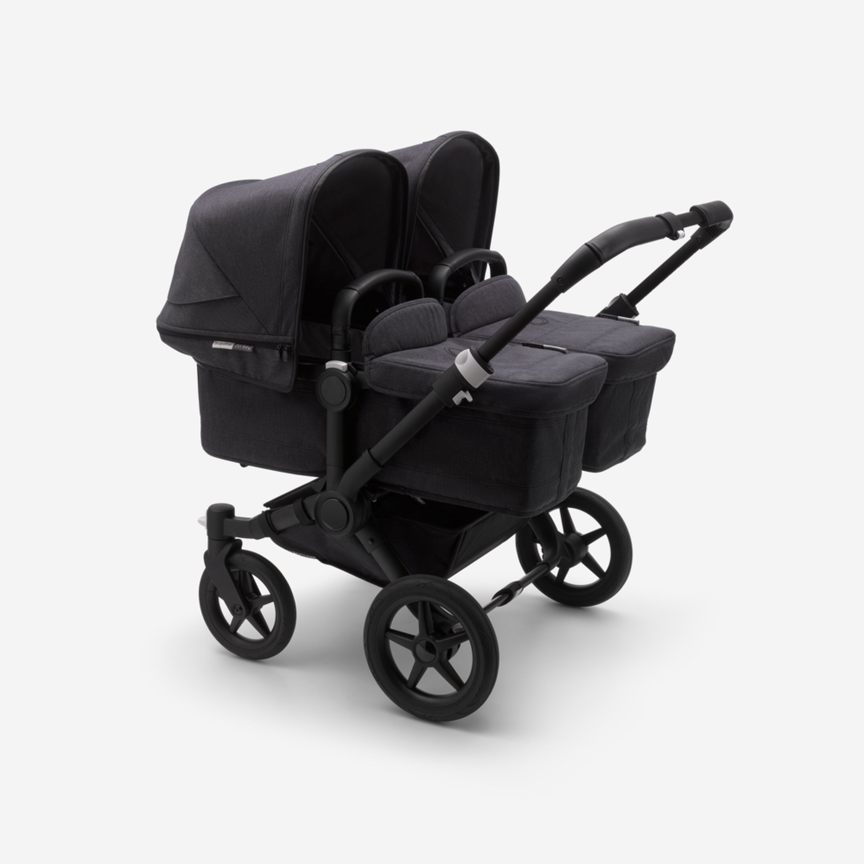 Bugaboo Donkey 3 Twin seat and bassinet stroller mineral washed black sun canopy, mineral washed black fabrics, black base - Main Modal Image Slide 1 of 3