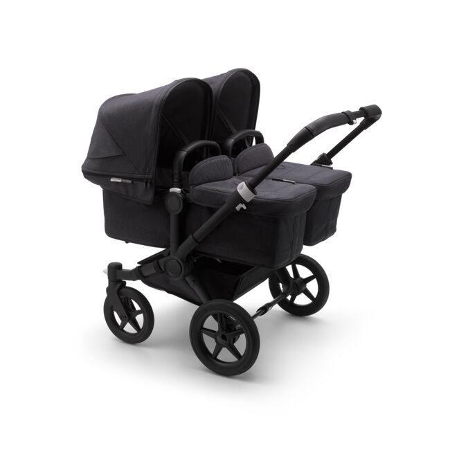 Bugaboo Donkey 3 Twin seat and bassinet stroller mineral washed black sun canopy, mineral washed black fabrics, black base - Main Image Slide 1 of 3