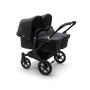 Bugaboo Donkey 3 Twin seat and bassinet stroller mineral washed black sun canopy, mineral washed black fabrics, black base - Thumbnail Slide 1 of 3