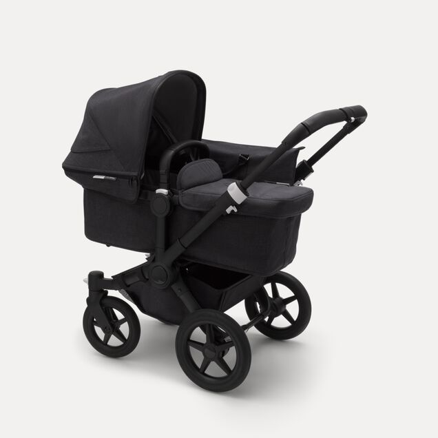 Bugaboo Donkey 3 Mono seat and carrycot pushchair mineral washed black sun canopy, mineral washed black fabrics, black base - Main Image Slide 1 of 7