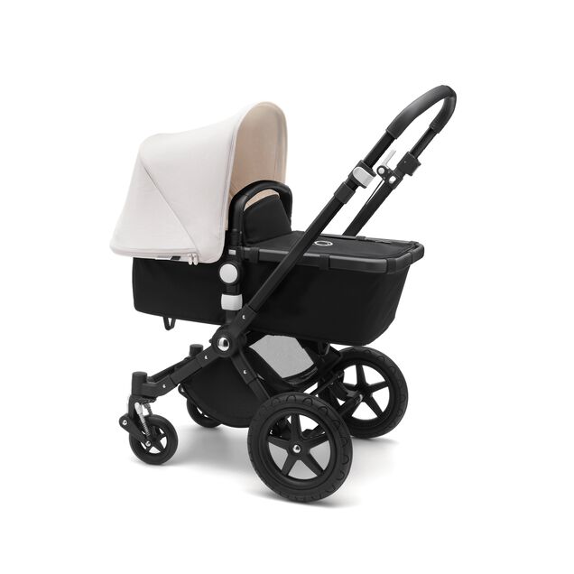 Bugaboo Cameleon 3 Plus bassinet and seat stroller fresh white sun canopy, black fabrics, black base and grey melangeblack winter accessories - Main Image Slide 2 of 8