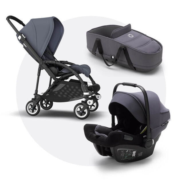 Bugaboo Bee 5 travel system steel blue sun canopy, steel blue fabrics, black base - Main Image Slide 1 of 16