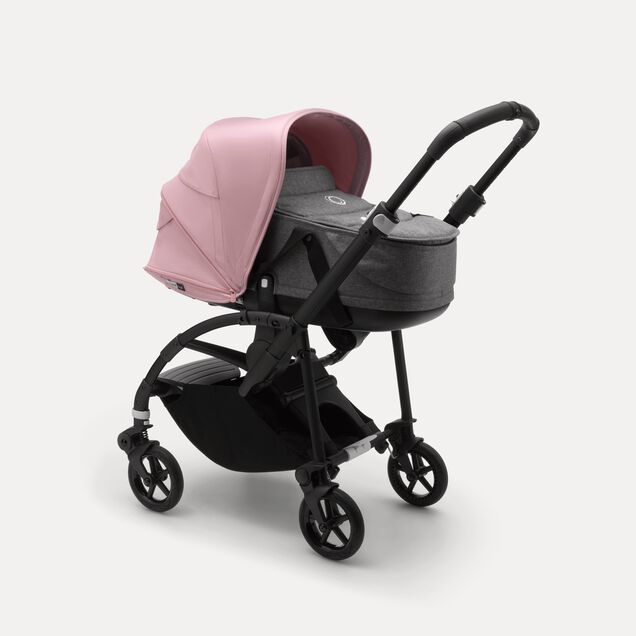 Bugaboo Bee 6 bassinet and seat stroller soft pink sun canopy, grey mélange fabrics, black base - Main Image Slide 2 of 3