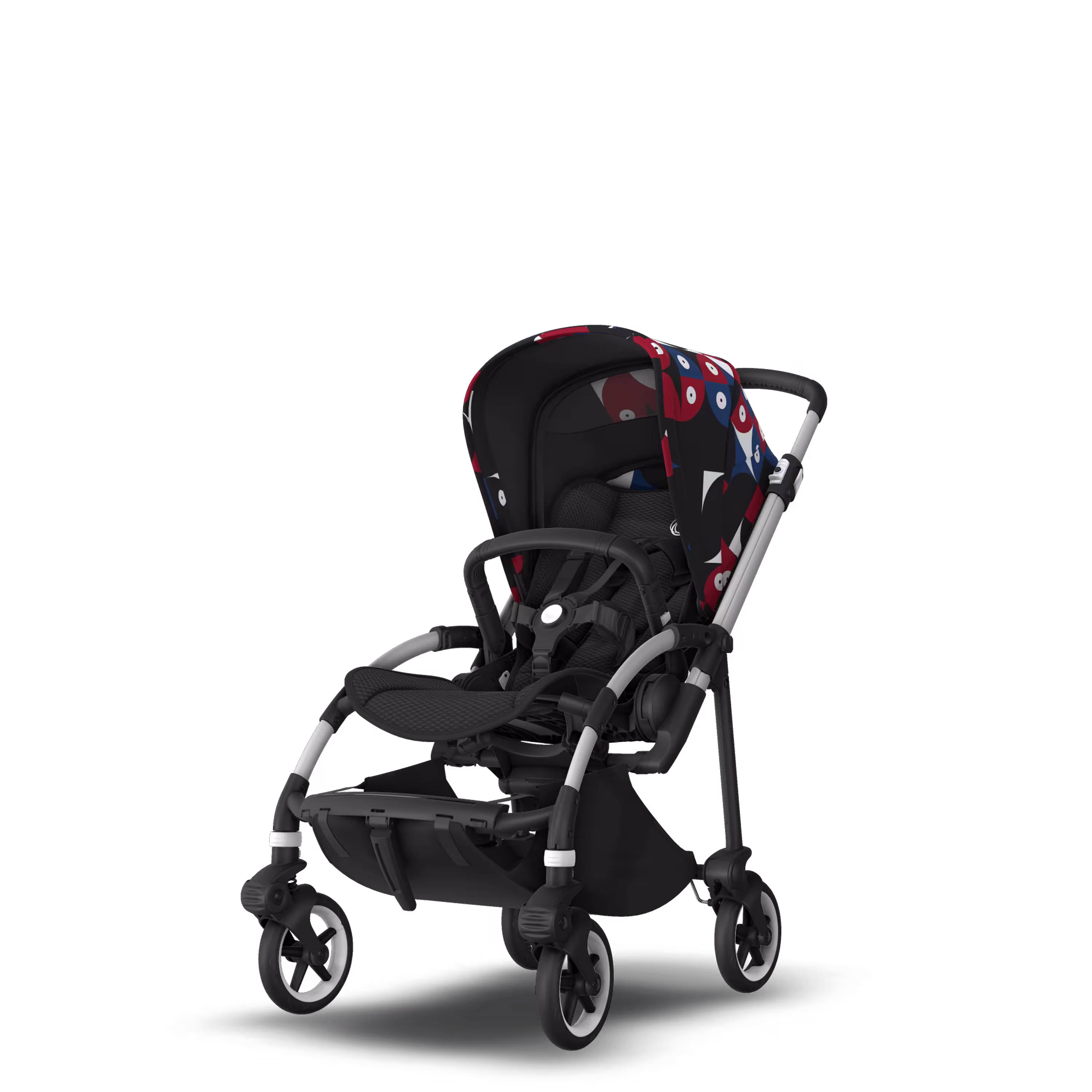 Bugaboo Bee 6 bassinet and seat stroller aluminium base, black fabrics, animal explorer red/blue sun canopy - Main Modal Image Slide 6 of 6