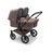 Bugaboo Donkey 5 twin stroller black base, mineral taupe fabrics, mineral taupe sun canopy - Thumbnail Slide 1 of 10