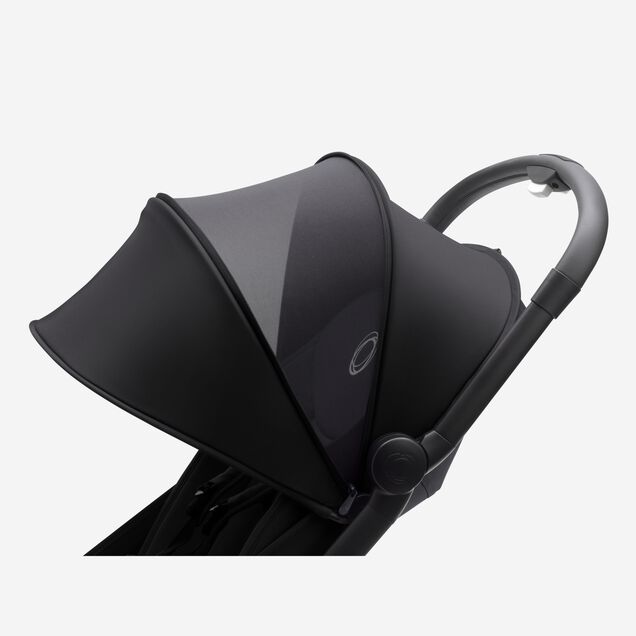 Bugaboo Butterfly travel stroller black base, midnight black fabrics, midnight black sun canopy - Main Image Slide 12 of 14