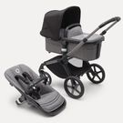 Bugaboo Fox 5 2-in-1 stroller graphite base, grey melange fabrics, midnight black sun canopy