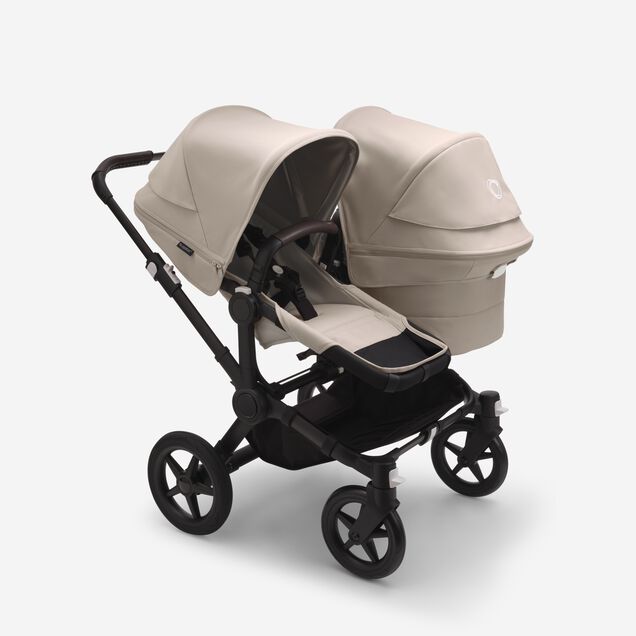 Bugaboo Donkey 5 Duo bassinet and seat stroller Desert Taupe sun 