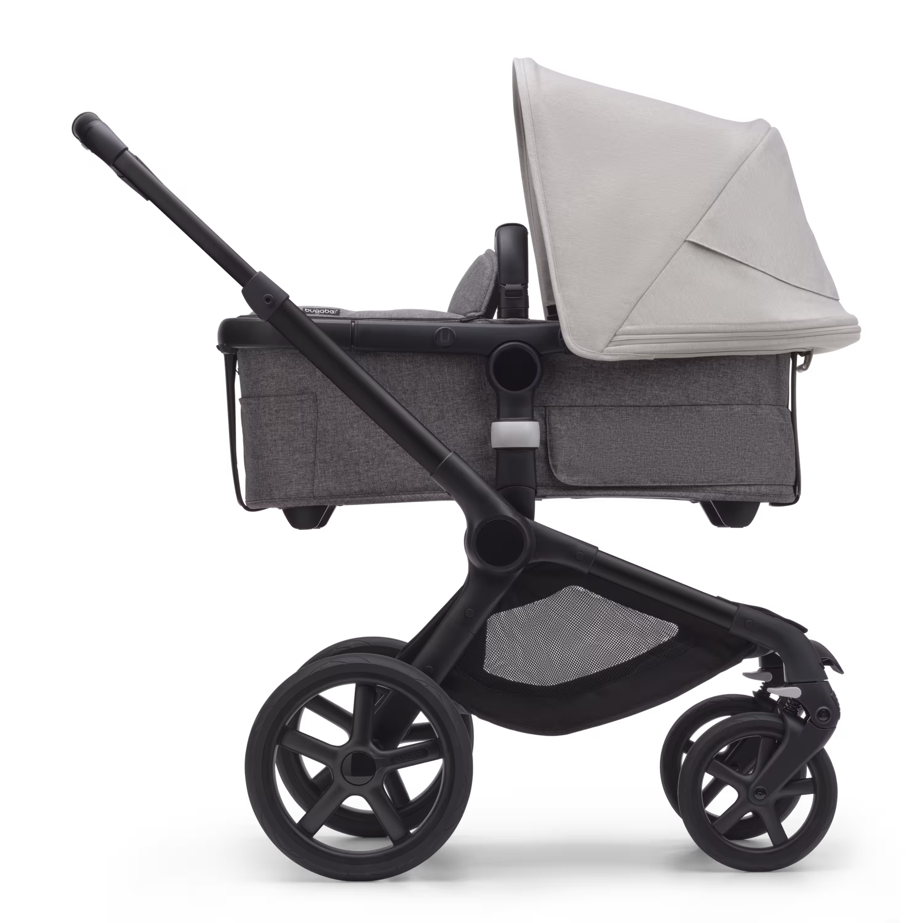 Bugaboo Fox 5 2-in-1 stroller black base, grey melange fabrics, misty white sun canopy - Main Modal Image Slide 2 of 12