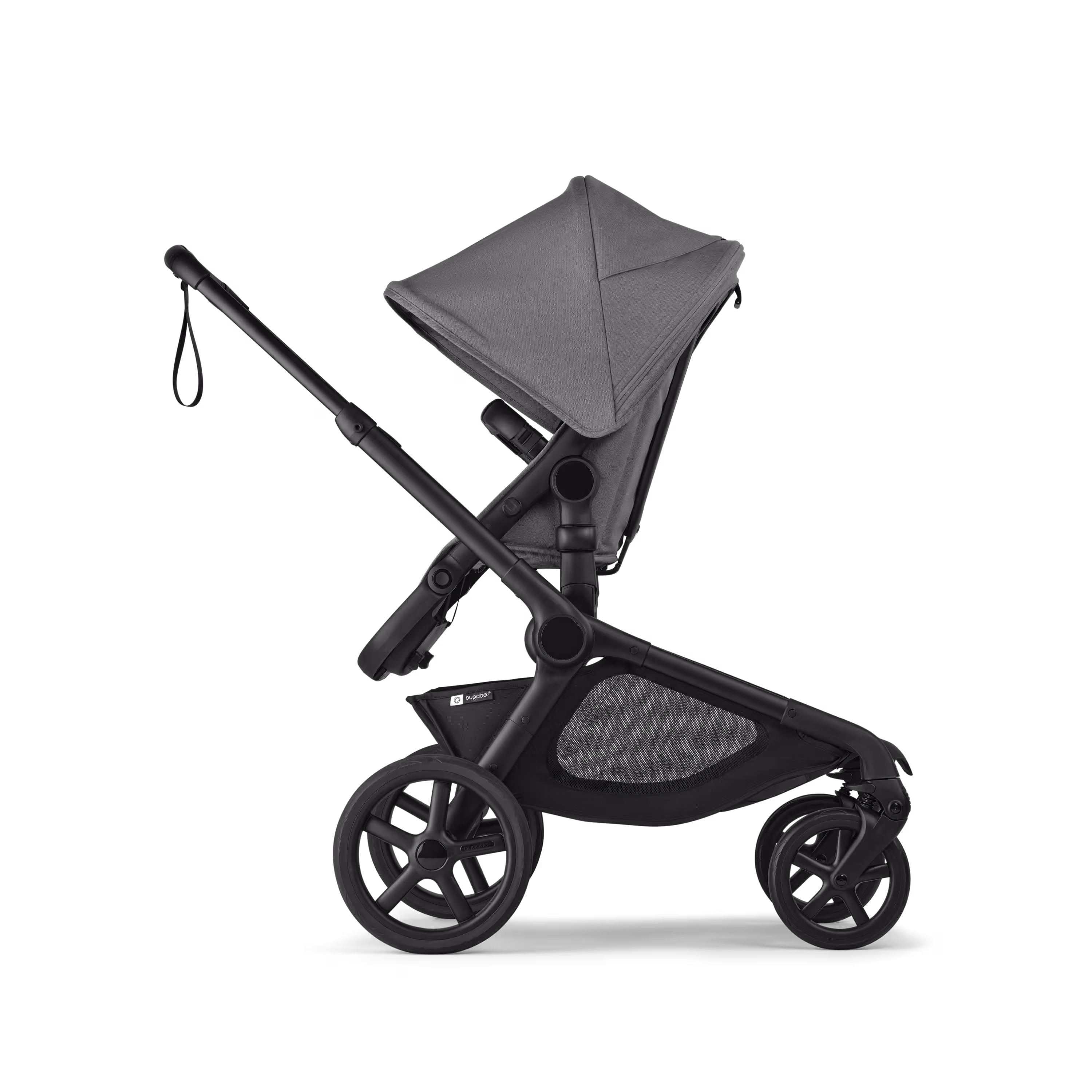 Bugaboo Kangaroo seat-only stroller black base, moon grey fabrics, moon grey sun canopy - Main Modal Image Slide 2 of 11