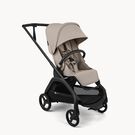 Bugaboo Dragonfly Plus seat stroller black base, desert taupe fabrics, desert taupe sun canopy