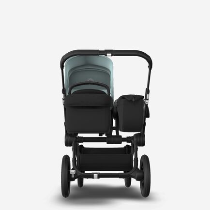 Bugaboo Donkey 3 Mono seat and bassinet stroller vapor blue sun canopy, black fabrics, black base