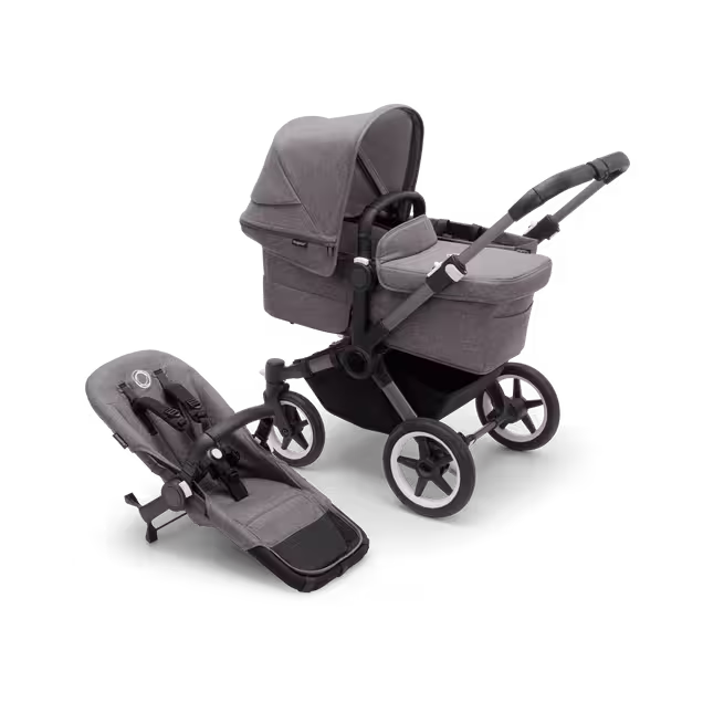 Refurbished Bugaboo Donkey 5 Mono complete UK GRAPHITE/GREY MÉLANGE-GREY MÉLANGE - Main Image Slide 1 of 7