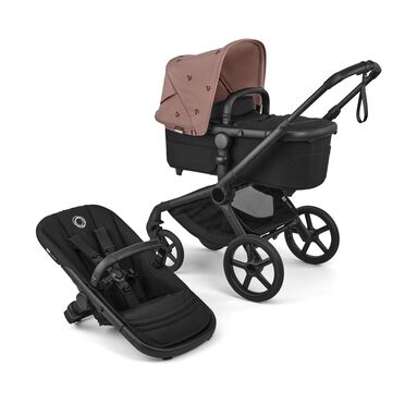 Bugaboo x Konges SlØjd limited edition Fox 5 Renew 2-in-1 stroller black base, heritage black fabrics, dusty pink sun canopy