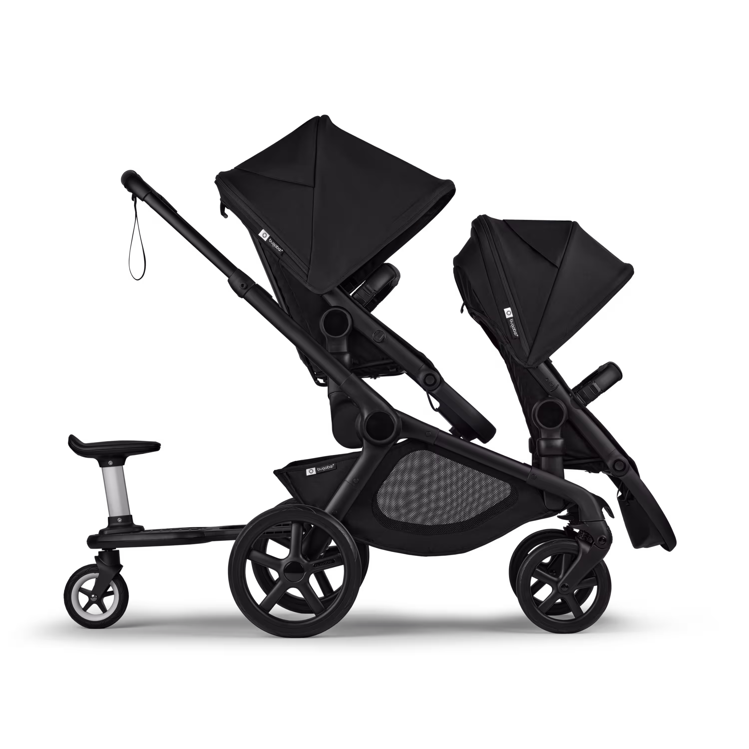 Bugaboo Kangaroo Double bassinet and seat pram black base, midnight black fabrics, midnight black sun canopy - Main Modal Image Slide 6 of 18