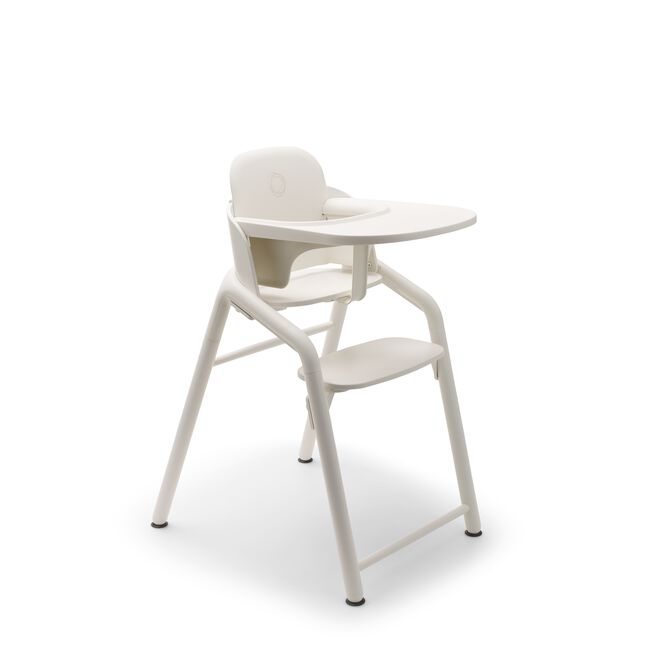 Bugaboo Giraffe chair with baby set and tray in white.
