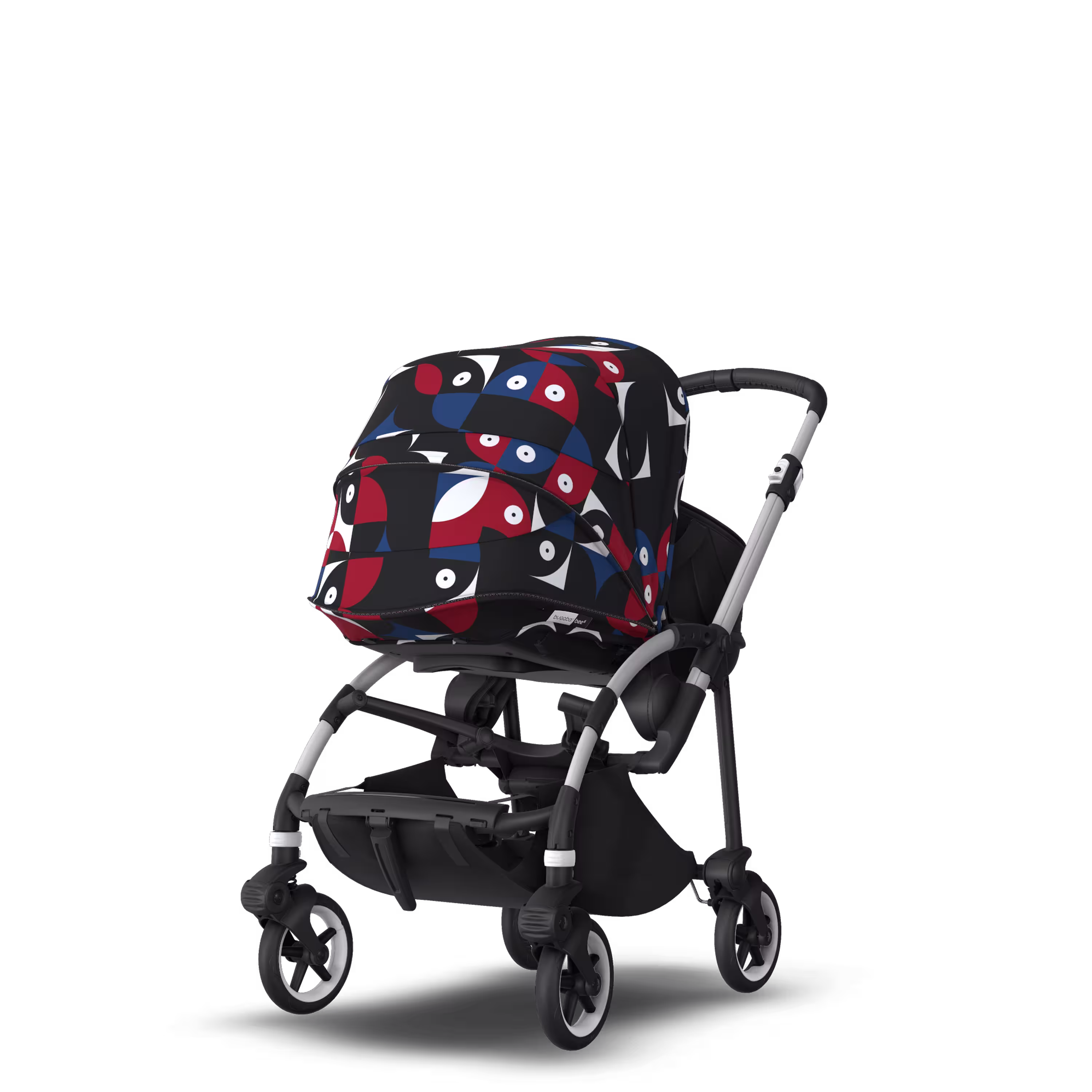Bugaboo Bee 6 bassinet and seat stroller aluminium base, black fabrics, animal explorer red/blue sun canopy - Main Modal Image Slide 5 of 6