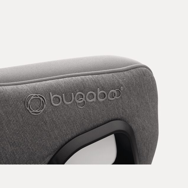 Close up of the embossed Bugaboo logo on the Bugaboo Owl by Nuna car seat in grey fabrics. - Main Image Slide 11 of 13