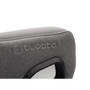 Close up of the embossed Bugaboo logo on the Bugaboo Owl by Nuna car seat in grey fabrics.