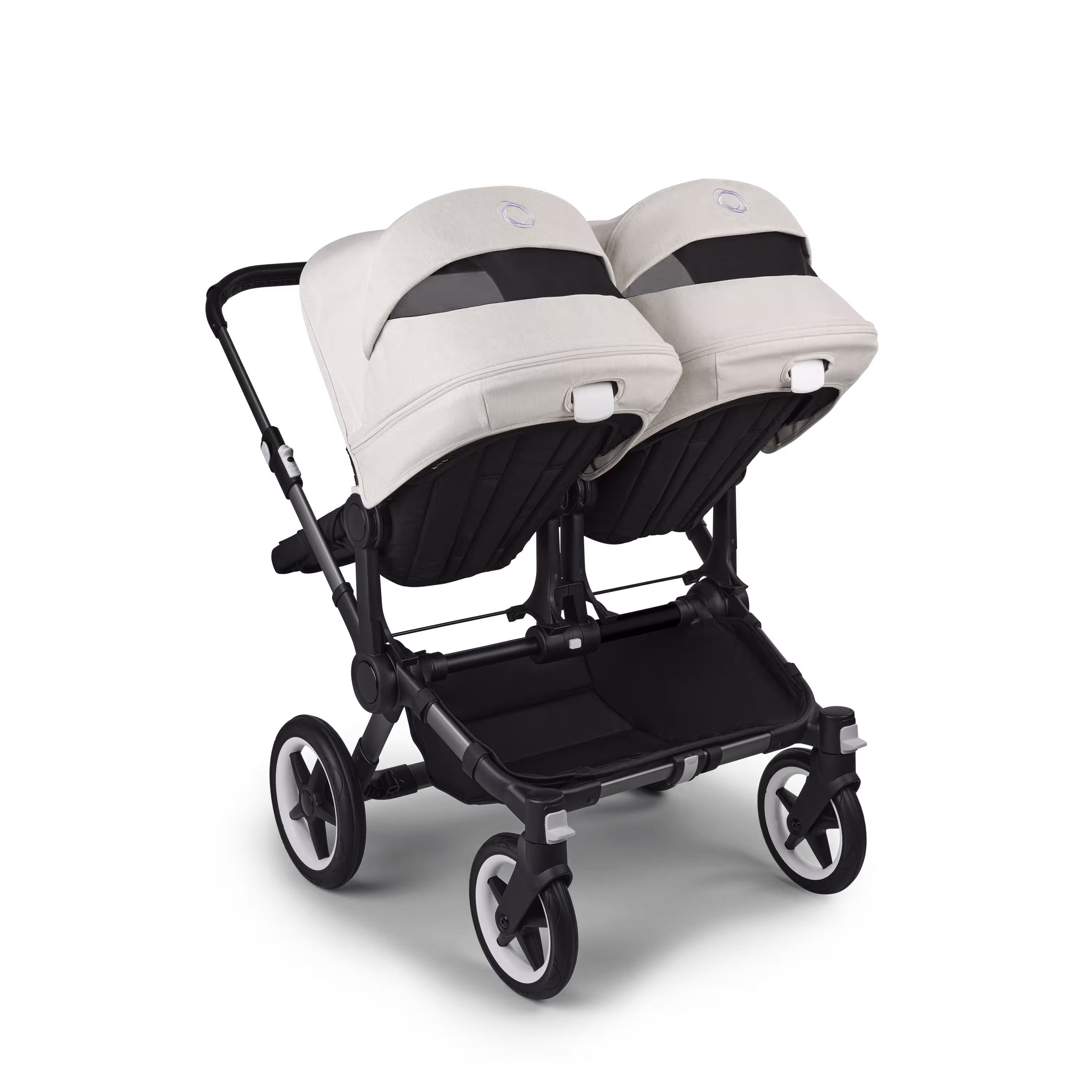Bugaboo Donkey 5 twin stroller graphite base, midnight black fabrics, misty white sun canopy - Main Modal Image Slide 4 of 12