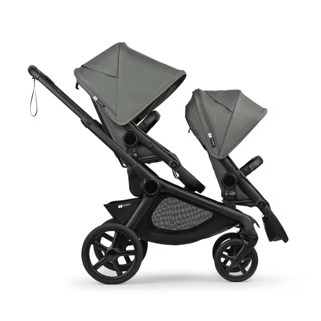 Bugaboo Kangaroo seat-only tandem black base, forest green fabrics, forest green sun canopy - Main Image Slide 2 of 12