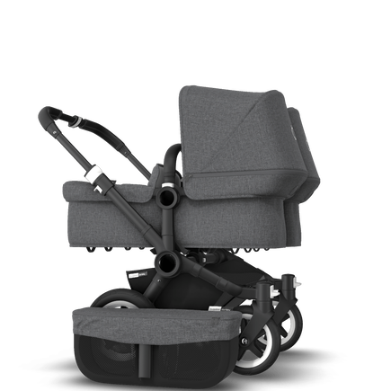 EU Bugaboo Donkey 2 Twin Seat and Bassinet Classic Grey Melange, Black Chassis
