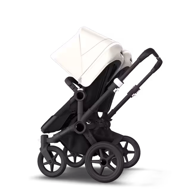 Bugaboo Donkey 3 Twin fresh white sun canopy, black seat, black chassis - Main Image Slide 5 of 6