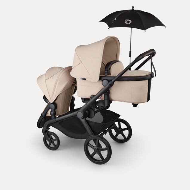 Bugaboo Kangaroo tandem stroller black base, moon grey fabrics, moon grey sun canopy - Main Image Slide 17 of 20