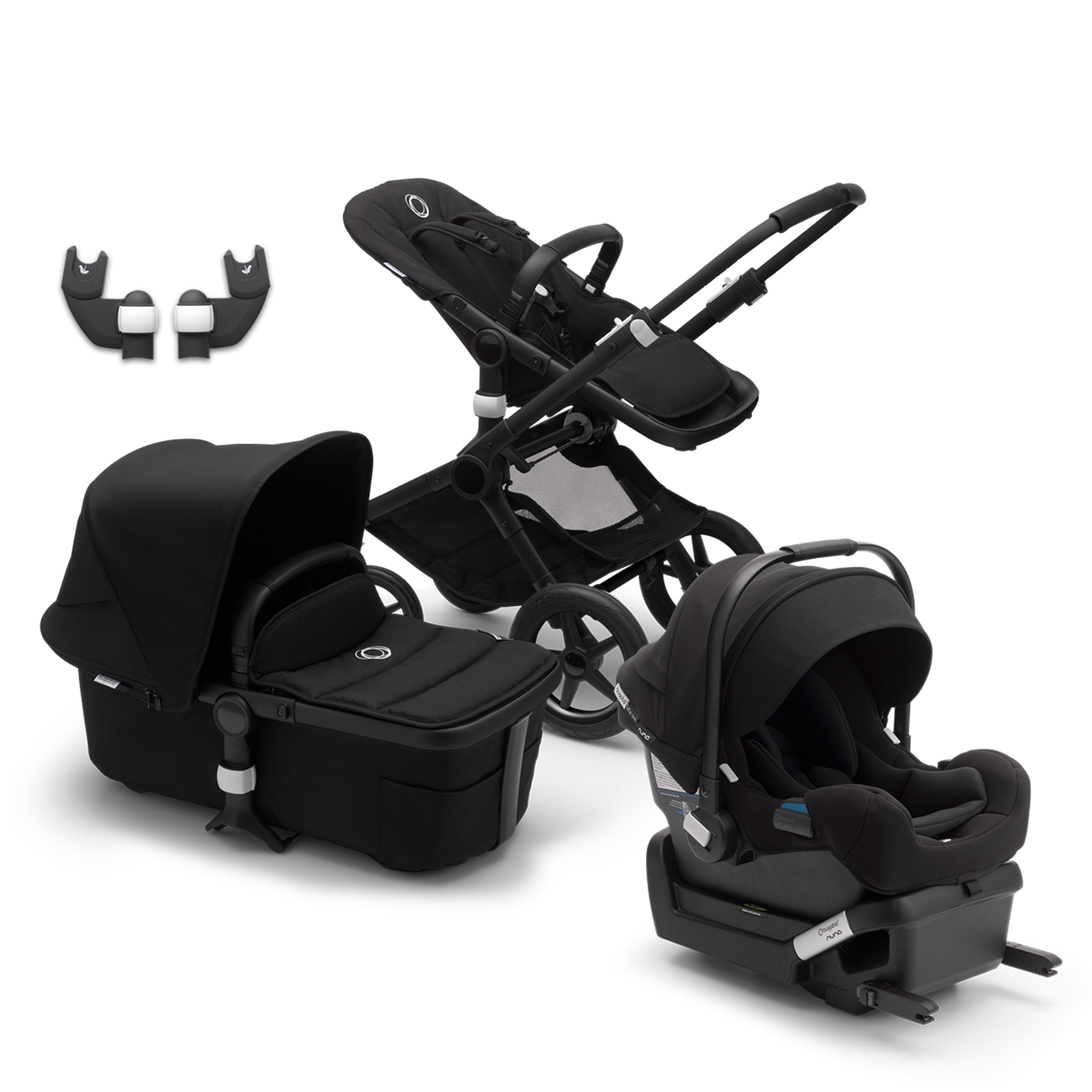 Bugaboo Fox 2 and Turtle One by Nuna bundle black sun canopy