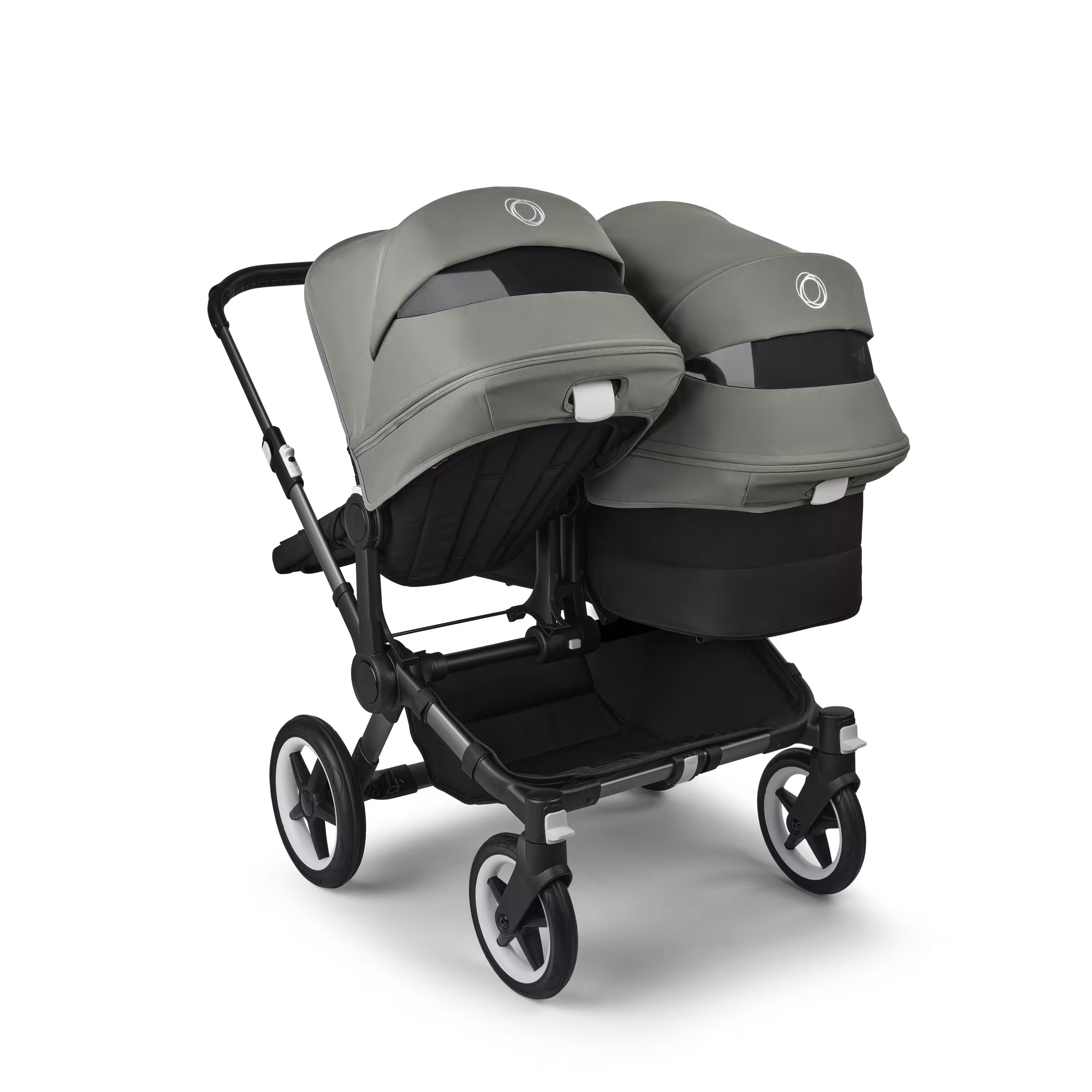 Bugaboo Donkey 5 Duo double stroller graphite base, midnight black fabrics, forest green sun canopy - Main Modal Image Slide 4 of 11