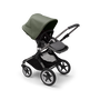Bugaboo Fox 3 seat stroller with graphite frame, grey melange fabrics, and forest green sun canopy. - Thumbnail Slide 6 of 7