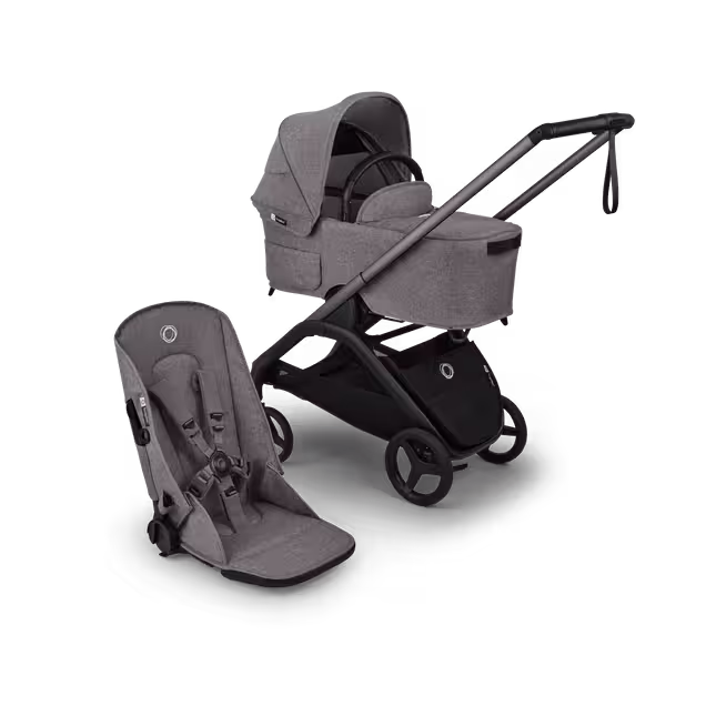 Bugaboo Dragonfly Plus 2-in-1 stroller graphite base, grey melange fabrics, grey melange sun canopy  - Main Image Slide 1 of 11