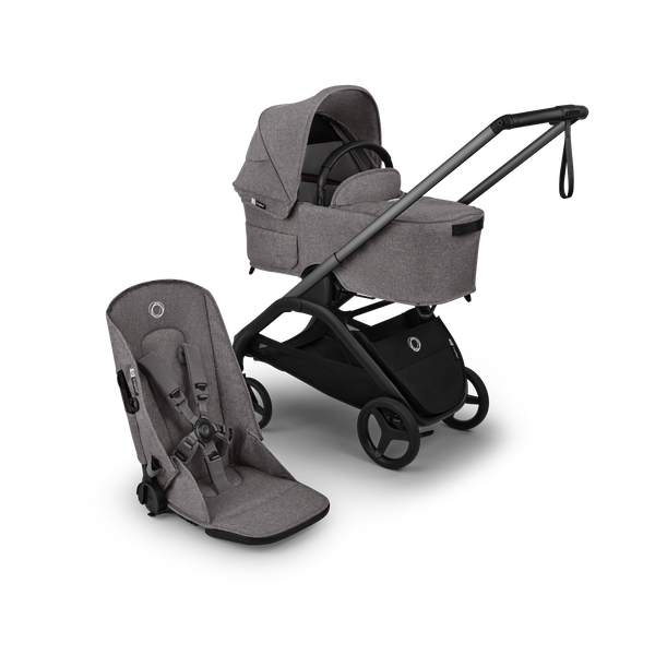 Bugaboo Dragonfly Plus 2-in-1 stroller graphite base, grey melange fabrics, grey melange sun canopy
