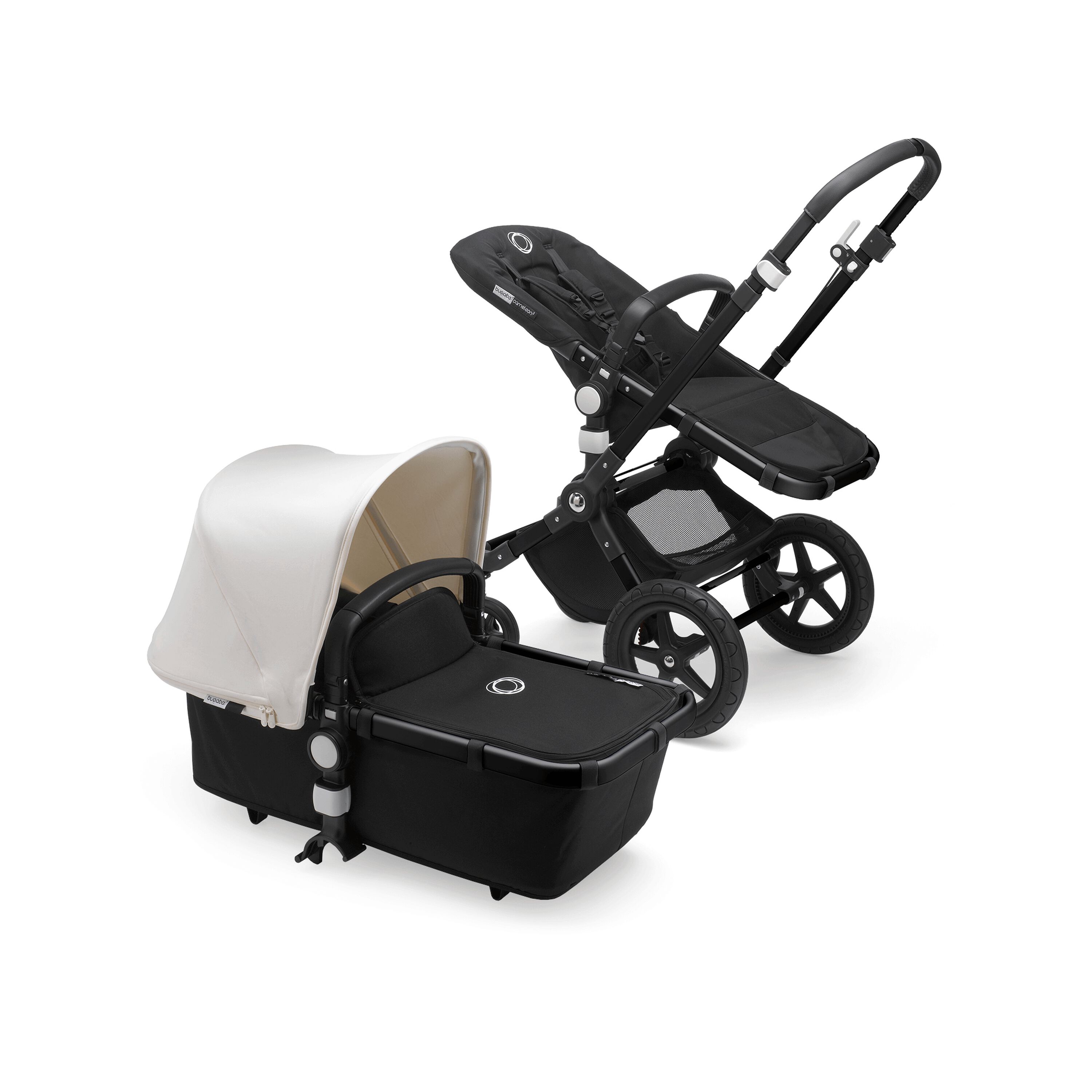 Bugaboo Cameleon 3 Plus seat and bassinet stroller fresh white sun canopy, black fabrics, black base - Main Modal Image Slide 9 of 9