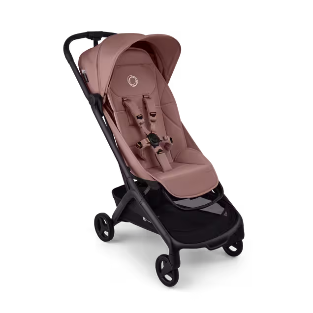 Bugaboo Butterfly 2 Plus travel stroller black base, dusty pink fabrics, dusty pink sun canopy - Main Image Slide 1 of 12