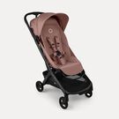 Bugaboo Butterfly 2 Plus travel stroller black base, dusty pink fabrics, dusty pink sun canopy
