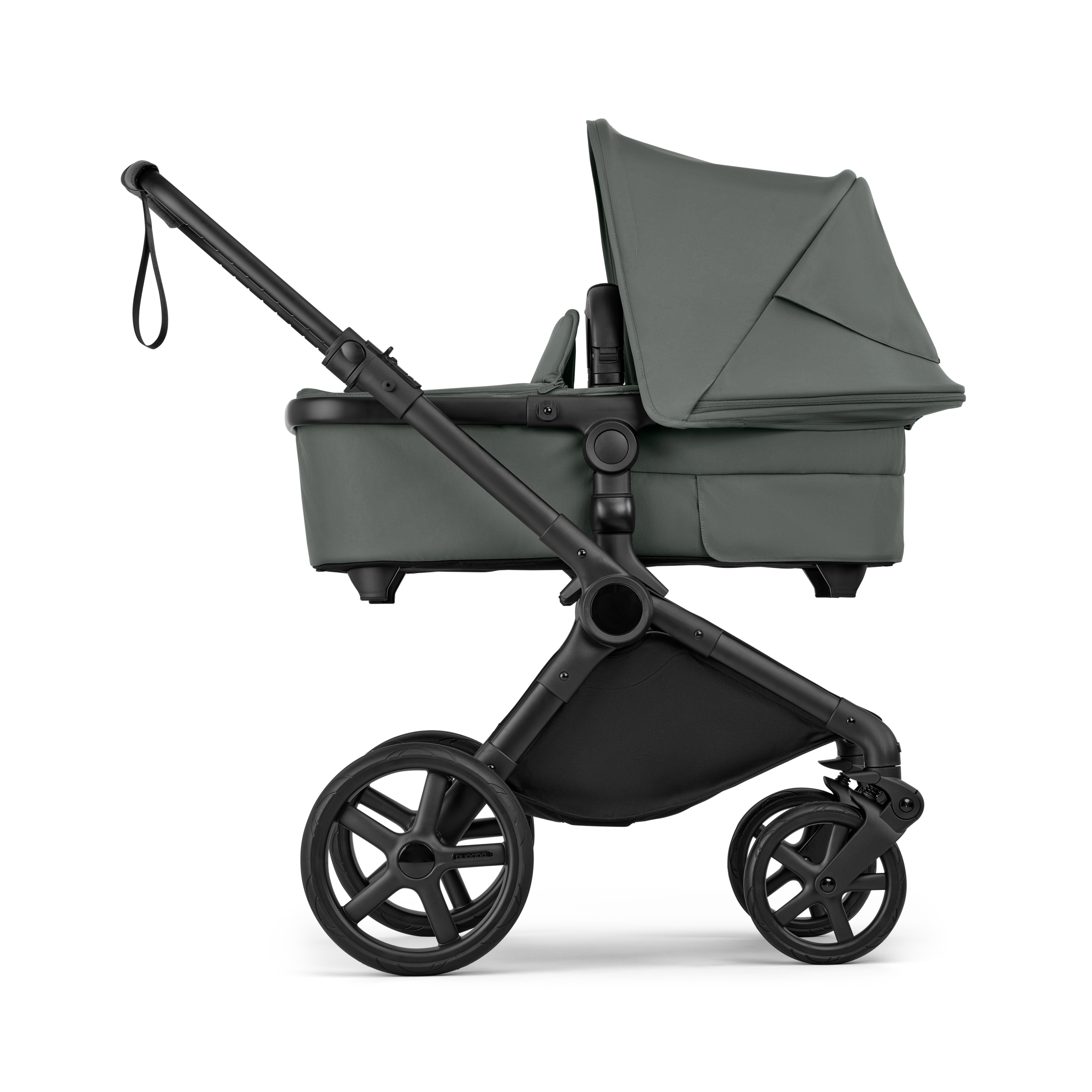 Bugaboo Cub 2-in-1 pushchair black base, forest green fabrics, forest green sun canopy - Thumbnail Slide 2 of 12