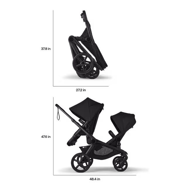 Bugaboo Kangaroo seat-only tandem black base, forest green fabrics, forest green sun canopy - Main Image Slide 9 of 12