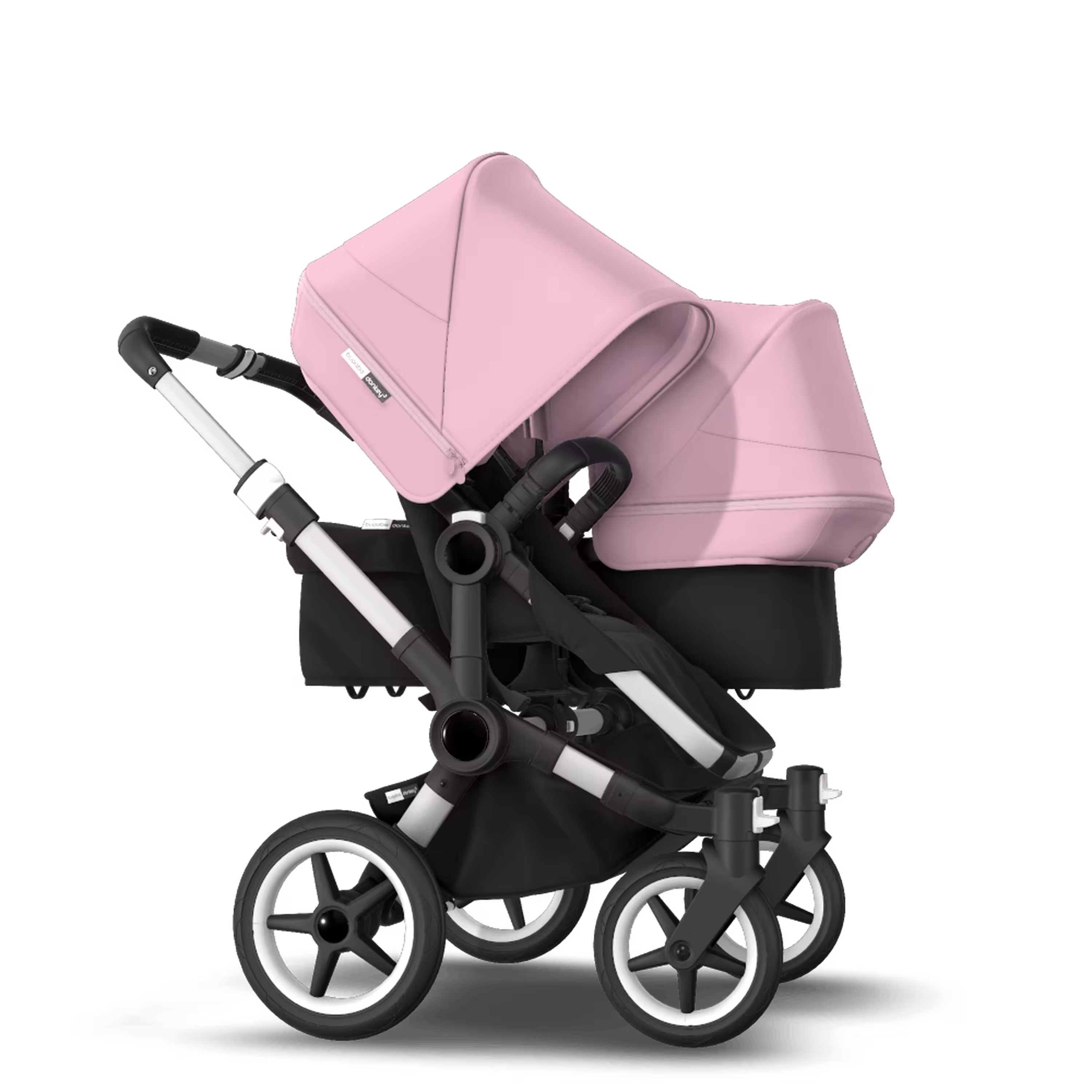 Bugaboo Donkey 3 Duo seat and bassinet stroller soft pink sun canopy, black fabrics, aluminium base - Main Modal Image Slide 4 of 5