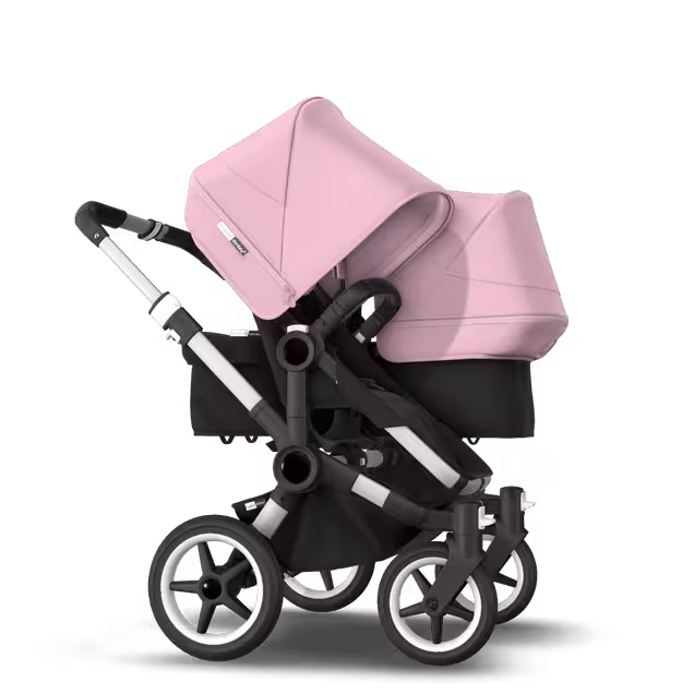 Bugaboo Donkey 3 Duo seat and bassinet stroller soft pink sun canopy, black fabrics, aluminium base - Main Image Slide 4 of 5
