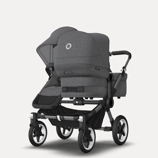 Bugaboo Donkey 5 Duo double stroller graphite base, grey mélange fabrics, grey mélange sun canopy - Main Image Slide 2 of 11